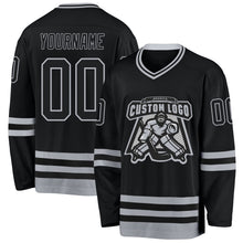 Laden Sie das Bild in den Galerie-Viewer, Uksn Individuelles Schwarz Grau Eishockey-Trikot