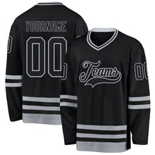 Laden Sie das Bild in den Galerie-Viewer, Uksn Individuelles Schwarz Grau Eishockey-Trikot