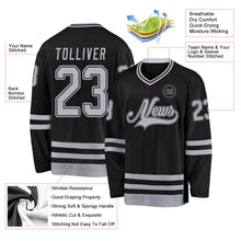 Laden Sie das Bild in den Galerie-Viewer, Uksn Individuelles Schwarz Grau Eishockey-Trikot