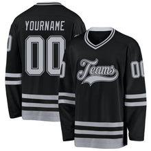 Laden Sie das Bild in den Galerie-Viewer, Uksn Individuelles Schwarz Grau Eishockey-Trikot