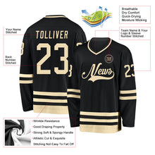 Laden Sie das Bild in den Galerie-Viewer, Uksn Individuelles Schwarz Creme Eishockey-Trikot