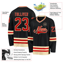 Laden Sie das Bild in den Galerie-Viewer, Uksn Individuelles Schwarz Rot-Creme Eishockey-Trikot