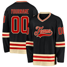 Laden Sie das Bild in den Galerie-Viewer, Uksn Individuelles Schwarz Rot-Creme Eishockey-Trikot