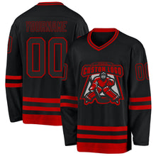 Laden Sie das Bild in den Galerie-Viewer, Uksn Individuelles Schwarz Rot Eishockey-Trikot