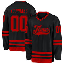 Laden Sie das Bild in den Galerie-Viewer, Uksn Individuelles Schwarz Rot Eishockey-Trikot