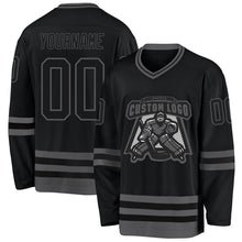 Laden Sie das Bild in den Galerie-Viewer, Uksn Individuelles Schwarz Stahlgrau Eishockey-Trikot