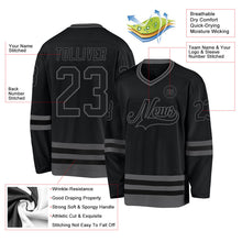 Laden Sie das Bild in den Galerie-Viewer, Uksn Individuelles Schwarz Stahlgrau Eishockey-Trikot