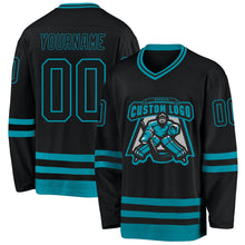 Laden Sie das Bild in den Galerie-Viewer, Uksn Individuelles Schwarz Petrol Eishockey-Trikot