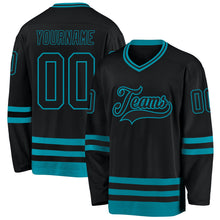 Laden Sie das Bild in den Galerie-Viewer, Uksn Individuelles Schwarz Petrol Eishockey-Trikot