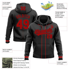 Laden Sie das Bild in den Galerie-Viewer, Uksn Individuelles Bestickt Schwarz Rot Baseball Pullover Sweatshirt Hoodie