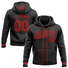 Laden Sie das Bild in den Galerie-Viewer, Uksn Individuelles Bestickt Schwarz Rot Baseball Pullover Sweatshirt Hoodie