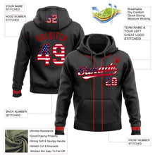 Laden Sie das Bild in den Galerie-Viewer, Uksn Individuelles Bestickt Schwarz USA Flagge-Rot Baseball Pullover Sweatshirt Hoodie