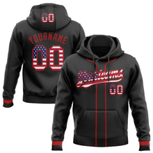 Laden Sie das Bild in den Galerie-Viewer, Uksn Individuelles Bestickt Schwarz USA Flagge-Rot Baseball Pullover Sweatshirt Hoodie