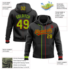 Laden Sie das Bild in den Galerie-Viewer, Uksn Individuelles Bestickt Schwarz Neongrün-Rot Baseball Pullover Sweatshirt Hoodie