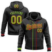 Laden Sie das Bild in den Galerie-Viewer, Uksn Individuelles Bestickt Schwarz Neongrün-Rot Baseball Pullover Sweatshirt Hoodie