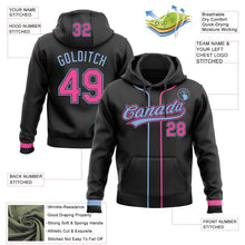 Laden Sie das Bild in den Galerie-Viewer, Uksn Individuelles Bestickt Schwarz Pink-Hellblau Baseball Pullover Sweatshirt Hoodie
