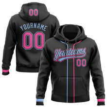 Laden Sie das Bild in den Galerie-Viewer, Uksn Individuelles Bestickt Schwarz Pink-Hellblau Baseball Pullover Sweatshirt Hoodie