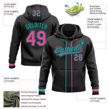 Laden Sie das Bild in den Galerie-Viewer, Uksn Individuelles Bestickt Schwarz Pink-Aqua Baseball Pullover Sweatshirt Hoodie