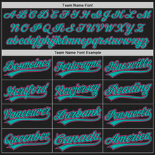 Laden Sie das Bild in den Galerie-Viewer, Uksn Individuelles Bestickt Schwarz Pink-Aqua Baseball Pullover Sweatshirt Hoodie