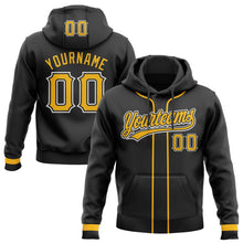 Laden Sie das Bild in den Galerie-Viewer, Uksn Individuelles Bestickt Schwarz Gold-Weiß Baseball Pullover Sweatshirt Hoodie