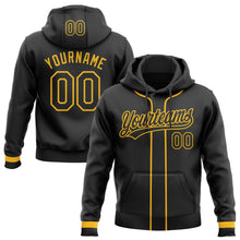 Laden Sie das Bild in den Galerie-Viewer, Uksn Individuelles Bestickt Schwarz Gold Baseball Pullover Sweatshirt Hoodie