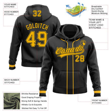 Laden Sie das Bild in den Galerie-Viewer, Uksn Individuelles Bestickt Schwarz Gold Baseball Pullover Sweatshirt Hoodie