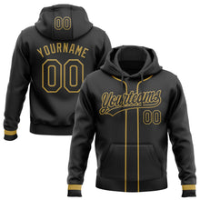 Laden Sie das Bild in den Galerie-Viewer, Uksn Individuelles Bestickt Schwarz Altgold Baseball Pullover Sweatshirt Hoodie