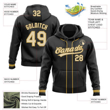 Laden Sie das Bild in den Galerie-Viewer, Uksn Individuelles Bestickt Schwarz Creme-Altgold Baseball Pullover Sweatshirt Hoodie