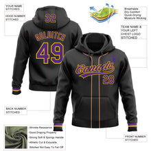Laden Sie das Bild in den Galerie-Viewer, Uksn Individuelles Bestickt Schwarz Violett-Gold Baseball Pullover Sweatshirt Hoodie