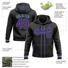 Laden Sie das Bild in den Galerie-Viewer, Uksn Individuelles Bestickt Schwarz Violett-Hellblau Baseball Pullover Sweatshirt Hoodie