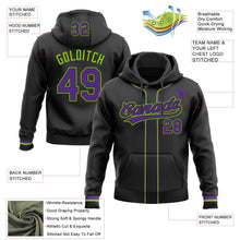 Laden Sie das Bild in den Galerie-Viewer, Uksn Individuelles Bestickt Schwarz Violett-Neongrün Baseball Pullover Sweatshirt Hoodie