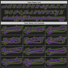 Laden Sie das Bild in den Galerie-Viewer, Uksn Individuelles Bestickt Schwarz Violett-Neongrün Baseball Pullover Sweatshirt Hoodie