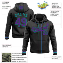 Laden Sie das Bild in den Galerie-Viewer, Uksn Individuelles Bestickt Schwarz Violett-Petrol Baseball Pullover Sweatshirt Hoodie