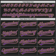 Laden Sie das Bild in den Galerie-Viewer, Uksn Individuelles Bestickt Schwarz Violett-Altgold Baseball Pullover Sweatshirt Hoodie