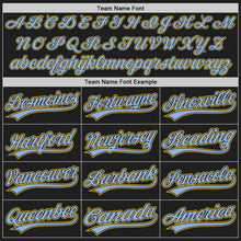 Laden Sie das Bild in den Galerie-Viewer, Uksn Individuelles Bestickt Schwarz Hellblau-Gelb Baseball Pullover Sweatshirt Hoodie