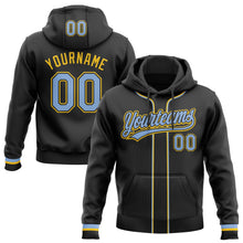 Laden Sie das Bild in den Galerie-Viewer, Uksn Individuelles Bestickt Schwarz Hellblau-Gelb Baseball Pullover Sweatshirt Hoodie