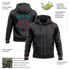 Laden Sie das Bild in den Galerie-Viewer, Uksn Individuelles Bestickt Schwarz Karmesinrot-Petrol Baseball Pullover Sweatshirt Hoodie