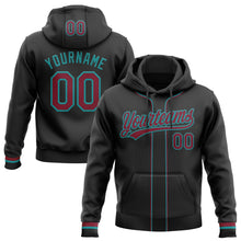 Laden Sie das Bild in den Galerie-Viewer, Uksn Individuelles Bestickt Schwarz Karmesinrot-Petrol Baseball Pullover Sweatshirt Hoodie