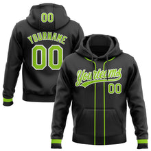 Laden Sie das Bild in den Galerie-Viewer, Uksn Individuelles Bestickt Schwarz Neongrün-Weiß Baseball Pullover Sweatshirt Hoodie