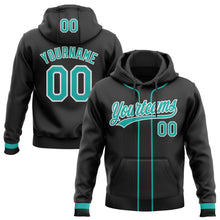 Laden Sie das Bild in den Galerie-Viewer, Uksn Individuelles Bestickt Schwarz Aqua-Weiß Baseball Pullover Sweatshirt Hoodie