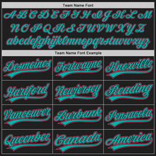 Laden Sie das Bild in den Galerie-Viewer, Uksn Individuelles Bestickt Schwarz Neonpink-Aqua Baseball Pullover Sweatshirt Hoodie