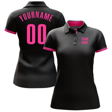 Laden Sie das Bild in den Galerie-Viewer, Uksn Individuelles Schwarz Pink Golf-Funktions-Poloshirt