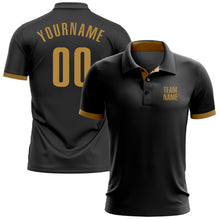Laden Sie das Bild in den Galerie-Viewer, Uksn Individuelles Schwarz Altgold Golf-Funktions-Poloshirt