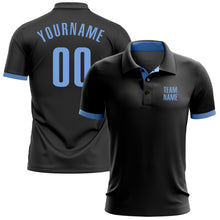 Laden Sie das Bild in den Galerie-Viewer, Uksn Individuelles Schwarz Hellblau Golf-Funktions-Poloshirt