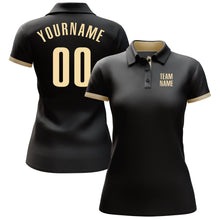 Laden Sie das Bild in den Galerie-Viewer, Uksn Individuelles Schwarz Creme Golf-Funktions-Poloshirt