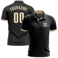 Laden Sie das Bild in den Galerie-Viewer, Uksn Individuelles Schwarz Creme Golf-Funktions-Poloshirt