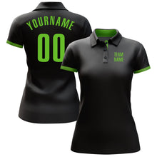 Laden Sie das Bild in den Galerie-Viewer, Uksn Individuelles Schwarz Neongrün Golf-Funktions-Poloshirt