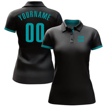 Laden Sie das Bild in den Galerie-Viewer, Uksn Individuelles Schwarz Aqua Golf-Funktions-Poloshirt