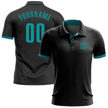 Laden Sie das Bild in den Galerie-Viewer, Uksn Individuelles Schwarz Aqua Golf-Funktions-Poloshirt