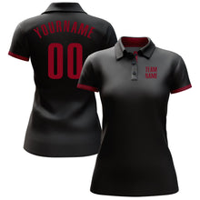 Laden Sie das Bild in den Galerie-Viewer, Uksn Individuelles Schwarz Karmesinrot Golf-Funktions-Poloshirt